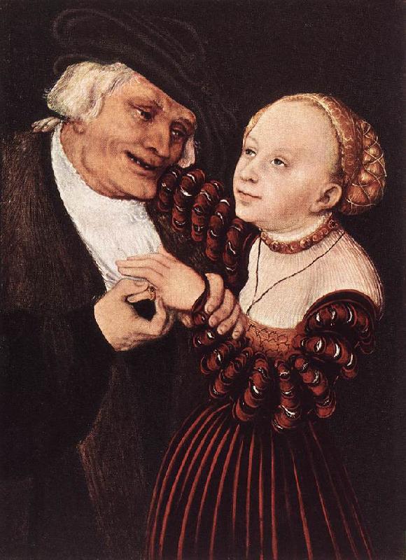 CRANACH, Lucas the Elder Old Man and Young Woman hgsw oil painting picture